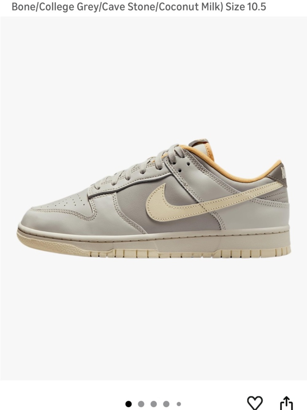 Nike Low-Top Dunk in Bone, College Grey & Coconut Milk—NOT WORN